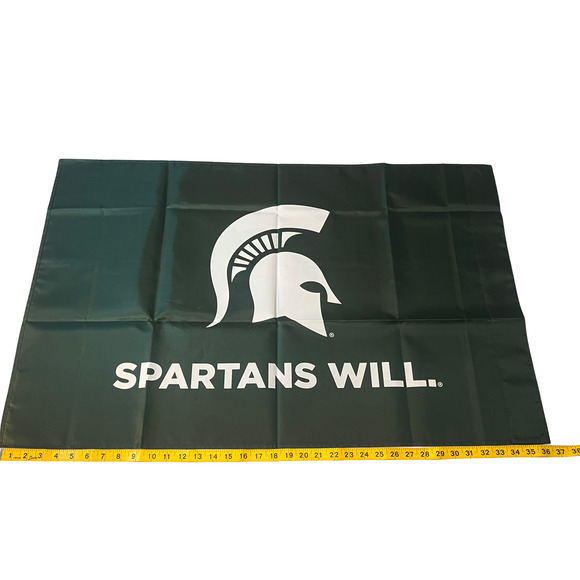 Michigan State Spartans Will Flag Banner 36x23 - Picture 2 of 4